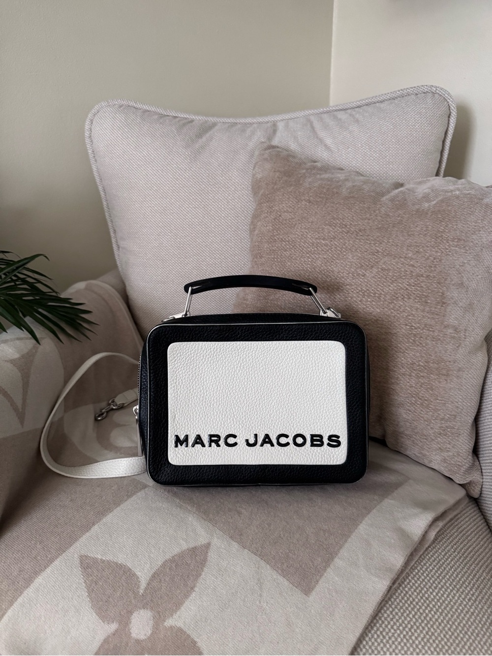 Marc Jacobs Black and White Pebbled Box Crossbody